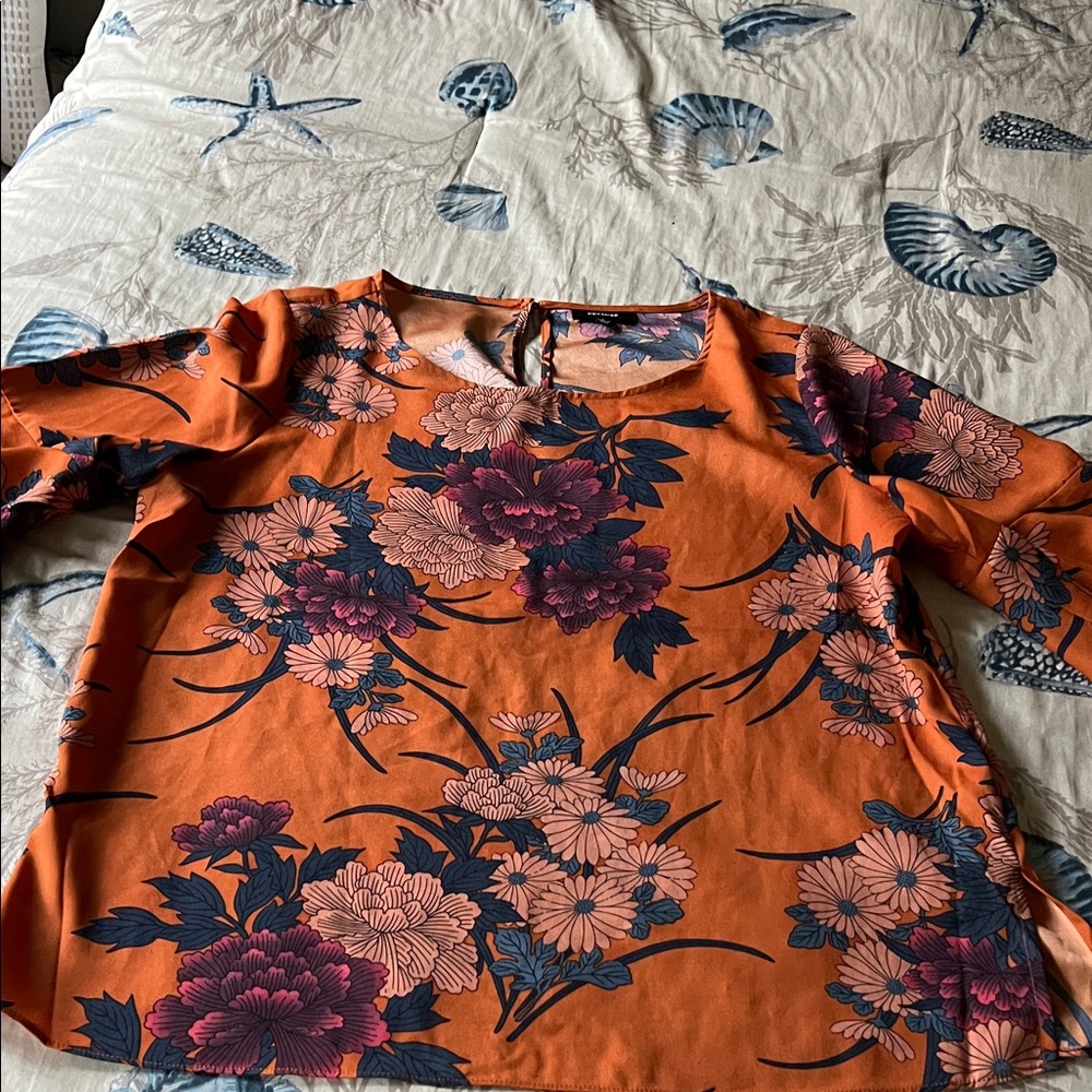 Premise Orange Floral Blouse